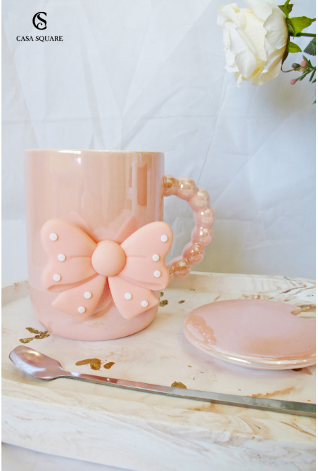 Mug Papillon rose avec cuillère