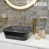 LAVABO A POSER LENA NOIR BRILLANT 36X46CM AVEC BONDE CLICK-CLAC