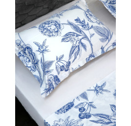 PARURE DE LIT EN COTON SATINE BLEU SKY