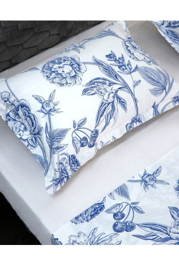 PARURE DE LIT EN COTON SATINE BLEU SKY