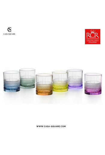 SET DE 6 VERRES  FORME BASSE COLORÉE BRILLANTE CRISTAL RCR