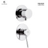 MITIGEUR DE DOUCHE ENCASTREE MINIMALE 5 VOIES AVEC INVERSEUR ROND CHROME