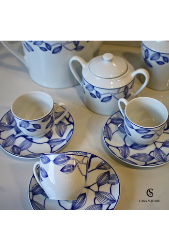 SERVICE À CAFÉ EN PORCELAINE BLEU 15 PCS