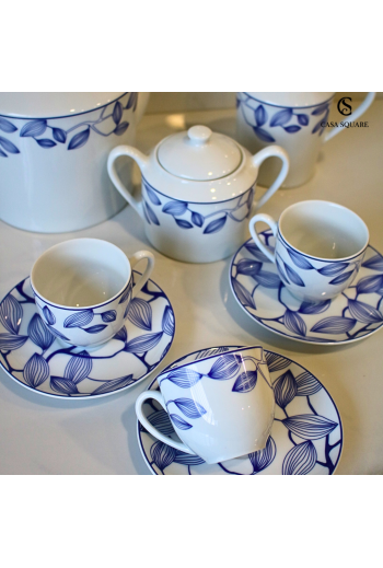 SERVICE À CAFÉ EN PORCELAINE BLEU 15 PCS