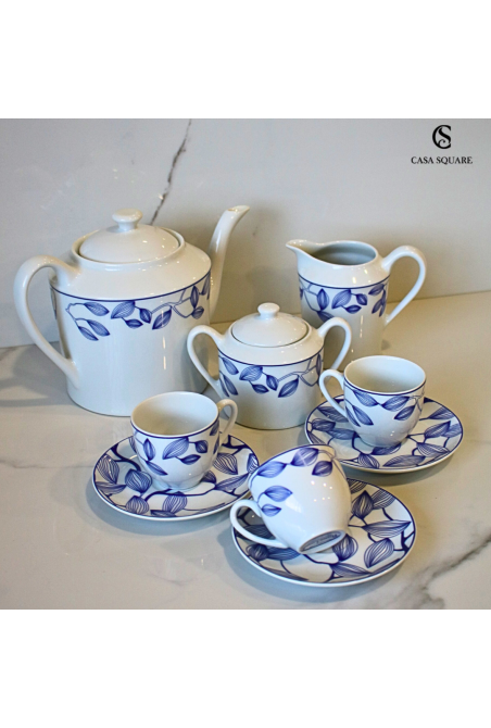 SERVICE À CAFÉ EN PORCELAINE BLEU 15 PCS