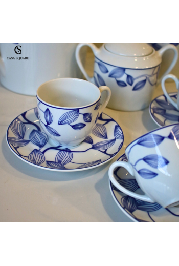 SERVICE À CAFÉ EN PORCELAINE BLEU 15 PCS