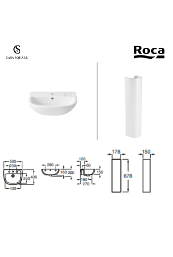 SET LAVABO ADELE 50CM AVEC COLONNE BLANC