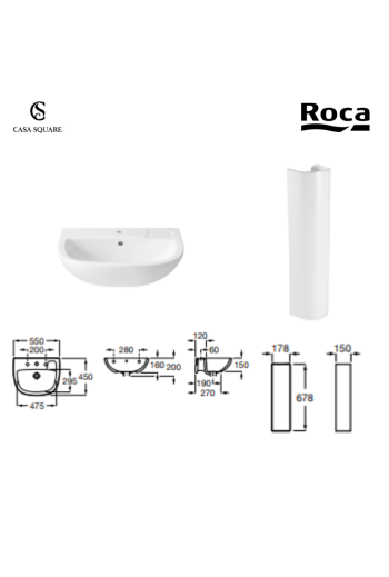 SET LAVABO ADELE 55CM AVEC COLONNE BLANC