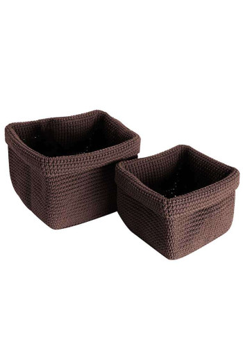 Set de 2 paniers carrés marron