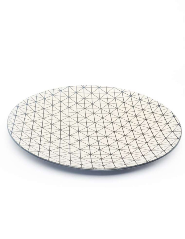 Plat rond argent design GÉOMÉTRIK en résine 40 cm