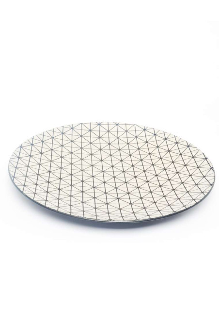 Plat rond argent design GÉOMÉTRIK en résine 40 cm