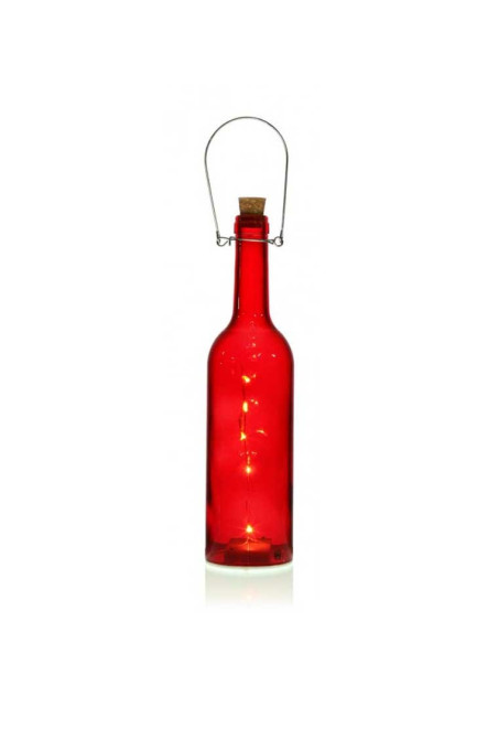 Bouteille LED rouge en verre