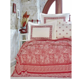 Ensemble de lit PIYONASA corail brodé double 100% coton