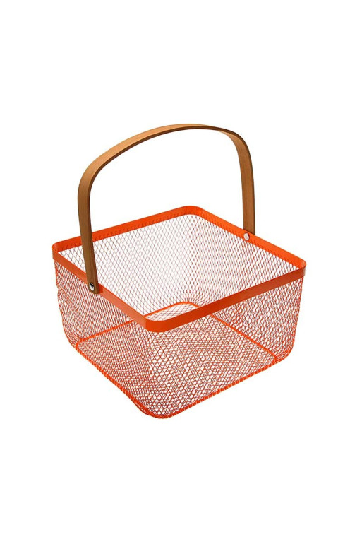 Panier rectangulaire orange avec poignée