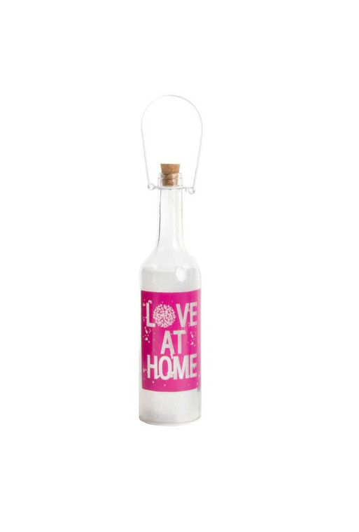 Bouteille LED en verre LOVE 7,5X28 cm rose