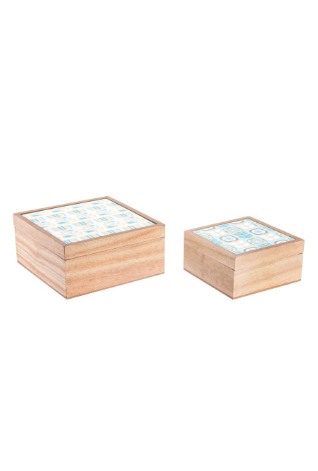 Set de 2 boites FLOWERS en bois