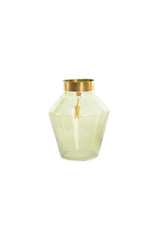 Vase vert GOLDEN CHIC en verre 14,5X18,5 cm