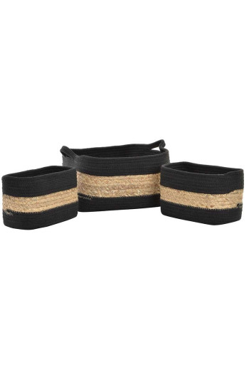 Set de 3 corbeilles tressées SEAGRASS 36X25X17 cm en coton et fibre