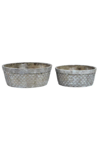 Set de 2 supports pot à fleurs COQUILLAGE en ciment 23,5X23,5X9 cm