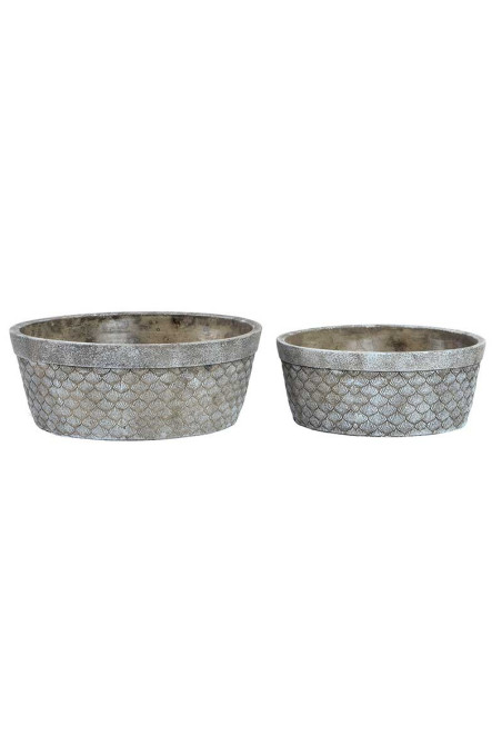 Set de 2 supports pot à fleurs COQUILLAGE en ciment 23,5X23,5X9 cm