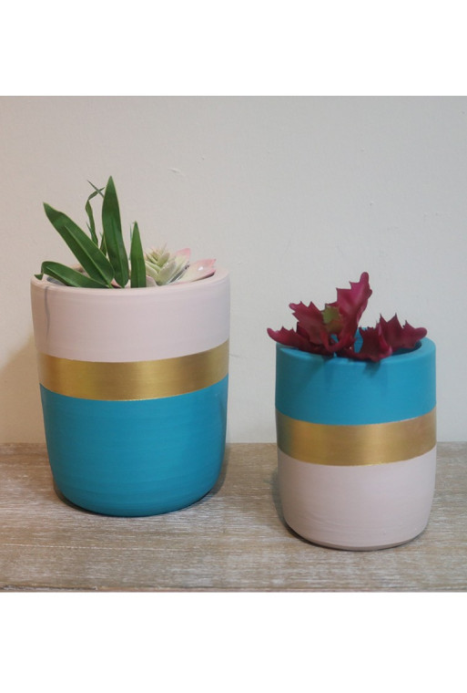 Set de 2 pots cylindre  bleu