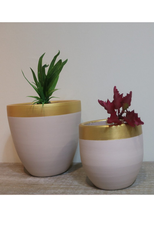 Set de 2 pots rond  beige