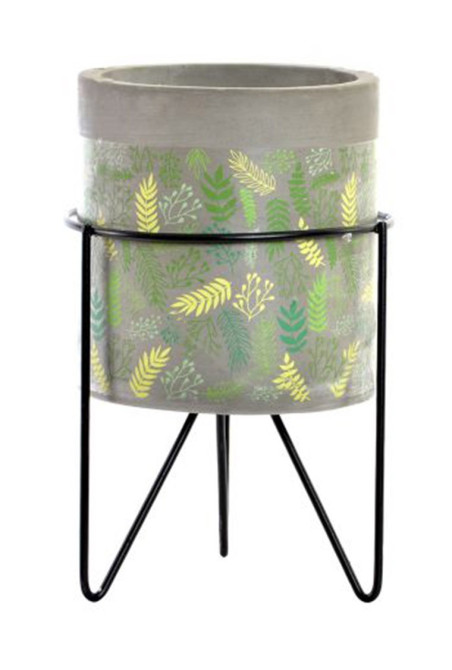 SUPPORT POT TROPICAL EN CIMENT et  MÉTAL 13X13X20 cm