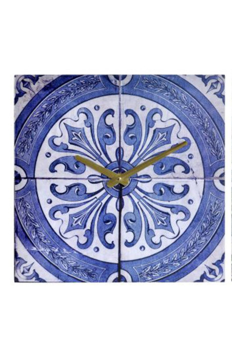 PENDULE CARRELAGE BLEU EN MDF 30X1X30 cm