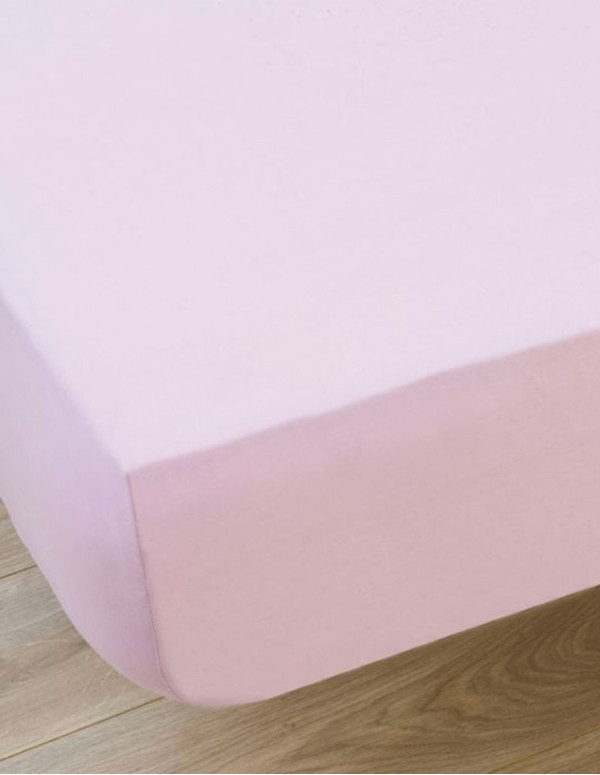 Drap housse 100% coton en rose 240X220 cm