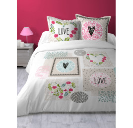 Housse de couette HEARTLOVE 260X240 cm + 2 Taies d'oreiller 63x63 cm