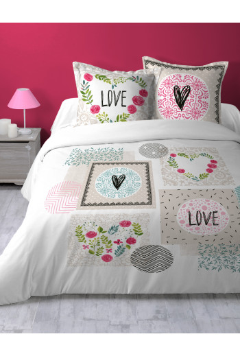 Housse de couette HEARTLOVE 260X240 cm + 2 Taies d'oreiller 63x63 cm