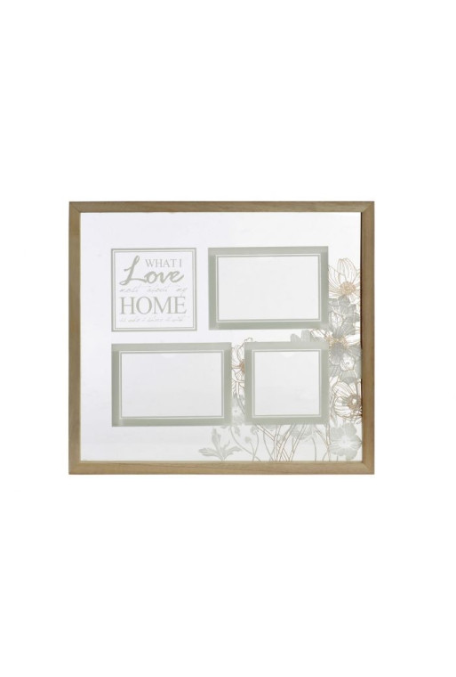 Cadre multi photo floral en boit effet naturel 43x1,7x39 cm