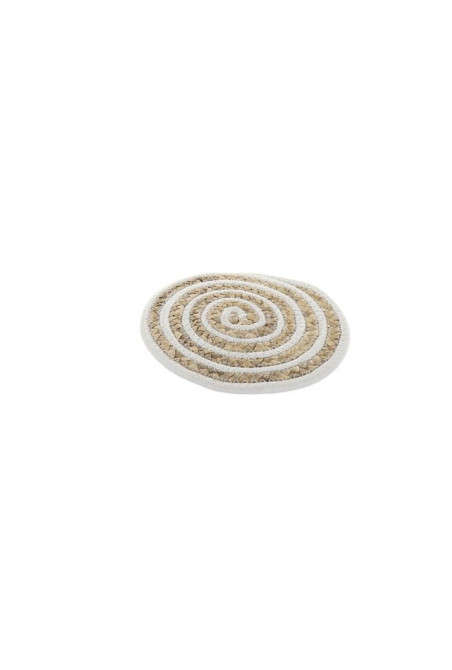 SET DE TABLE ROND EN COTON FIBRE BLANC 20X20 cm