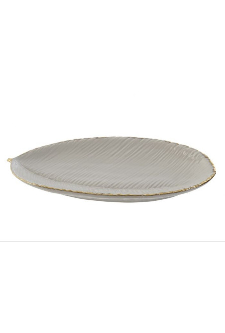 Plateau vide-poche ovale FEUILLE en porcelaine 20X9X2 cm