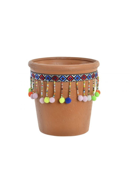 Cache pot  EN CIMENT AVEC  Pompons  14,3x14,5 cm