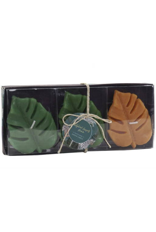 Set de 3 bougies feuilles