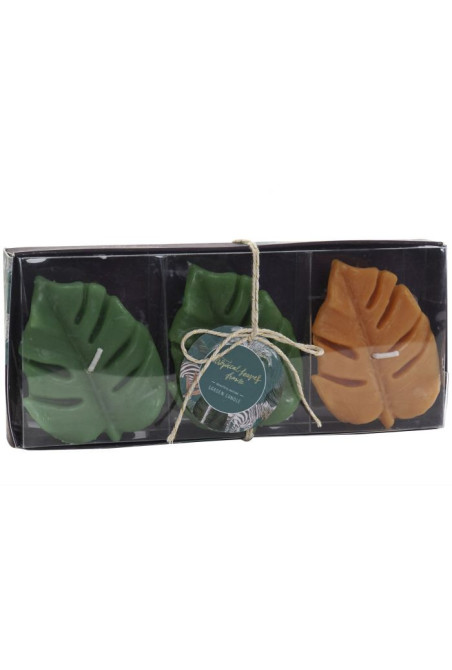 Set de 3 bougies feuilles