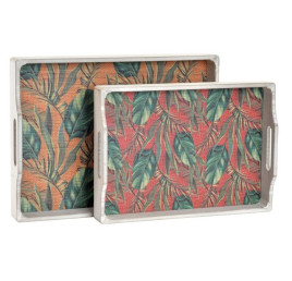 Set de 2 plateaux  tropical en bois bambou 40x30x6 cm