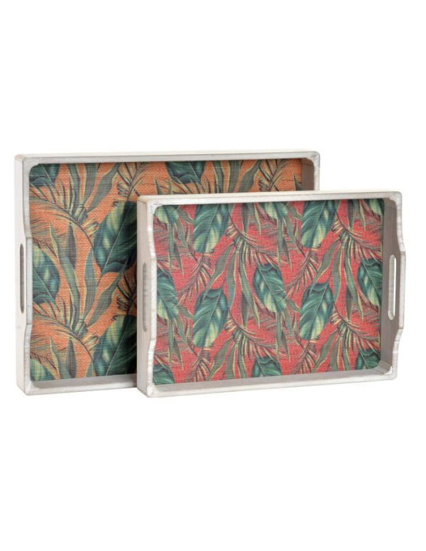 Set de 2 plateaux  tropical en bois bambou 40x30x6 cm