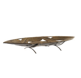 SET DE 2 CENTRE DE TABLE  EN METAL DORE 63X27X7 CM