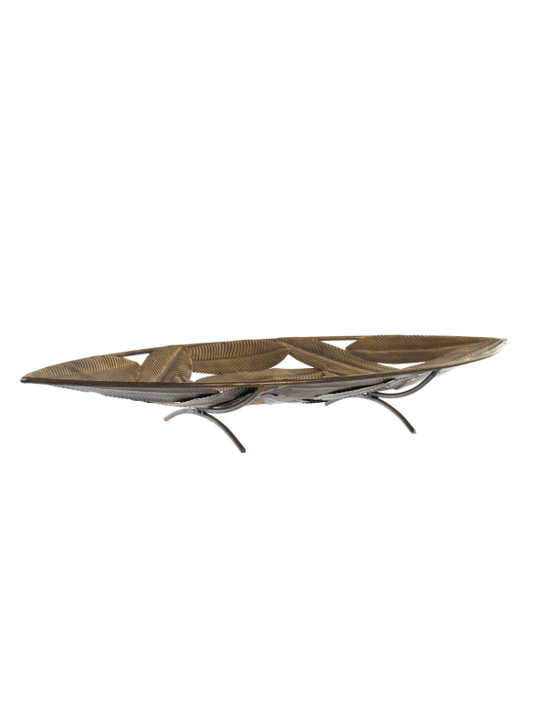 SET DE 2 CENTRE DE TABLE  EN METAL DORE 63X27X7 CM