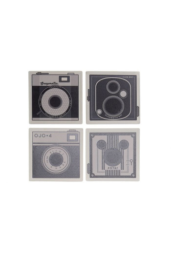 SET de 4  DESSOUS DE VERRE photo 10,8X10,8X0,7cm