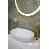 LAVABO OKA 40*60CM EN STONEX BLANC BRILLANT AVEC BONDE CLICK-CLAC