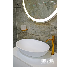 LAVABO OKA 40*60CM EN STONEX BLANC MAT AVEC BONDE CLICK-CLAC