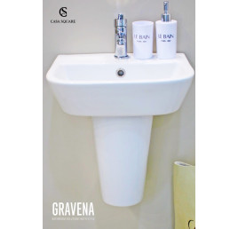 PACK LAVABO ROND 45 CM + SEMI COLONNE BLANC