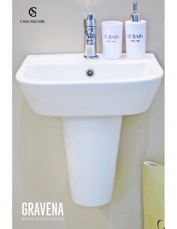 PACK LAVABO ROND 45 CM + SEMI COLONNE BLANC